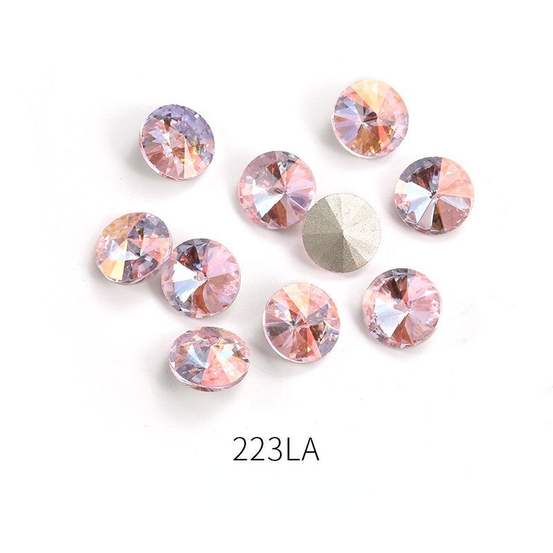 10/12mm Round Rhinestone Nail Art Sparkling Crystal for DIY Jewelry Clothing Accessories
