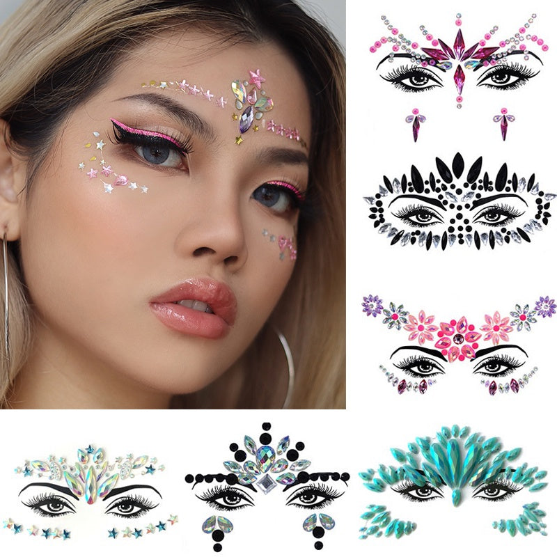 Tattoo Sticker Face Rhinestone Diamond Forehead Stickers Creative Stage Beauty Stickers Face Pasters