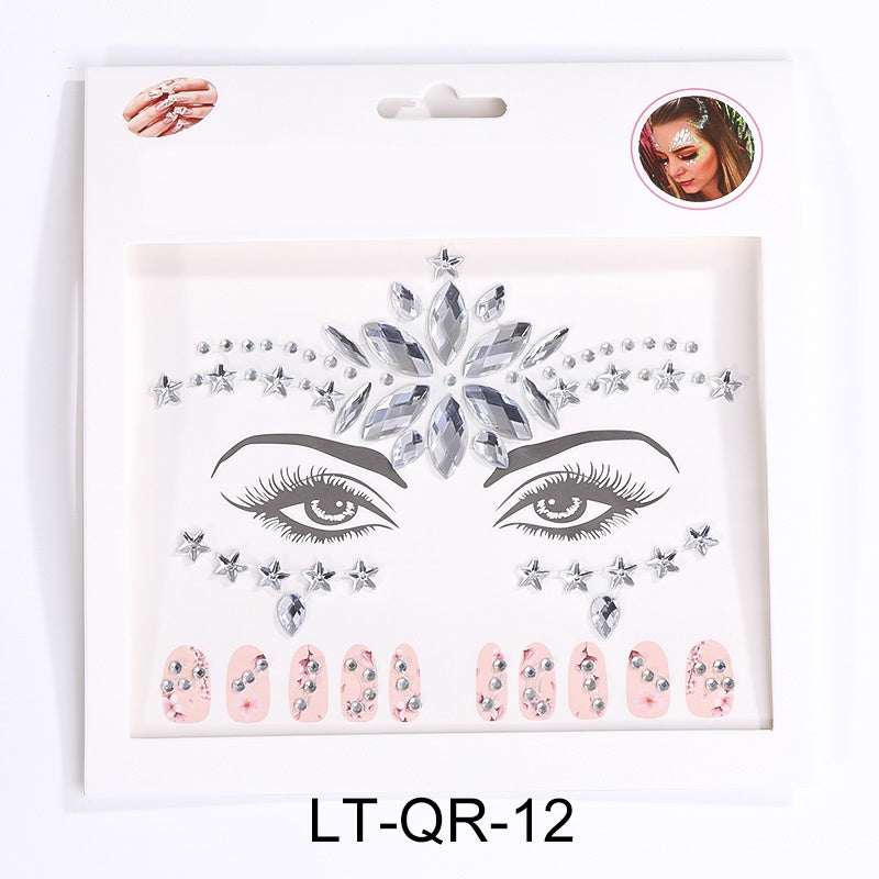 Tattoo Sticker Face Rhinestone Diamond Forehead Stickers Creative Stage Beauty Stickers Face Pasters
