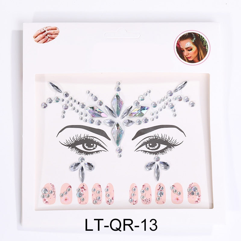 Tattoo Sticker Face Rhinestone Diamond Forehead Stickers Creative Stage Beauty Stickers Face Pasters