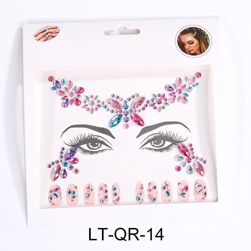 Tattoo Sticker Face Rhinestone Diamond Forehead Stickers Creative Stage Beauty Stickers Face Pasters