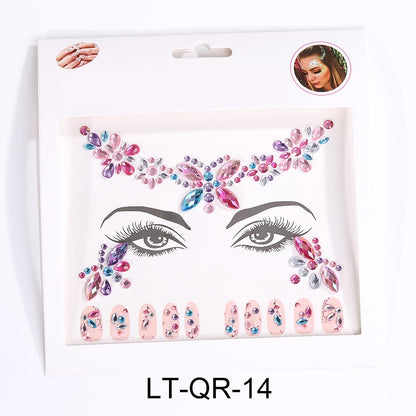 Tattoo Sticker Face Rhinestone Diamond Forehead Stickers Creative Stage Beauty Stickers Face Pasters
