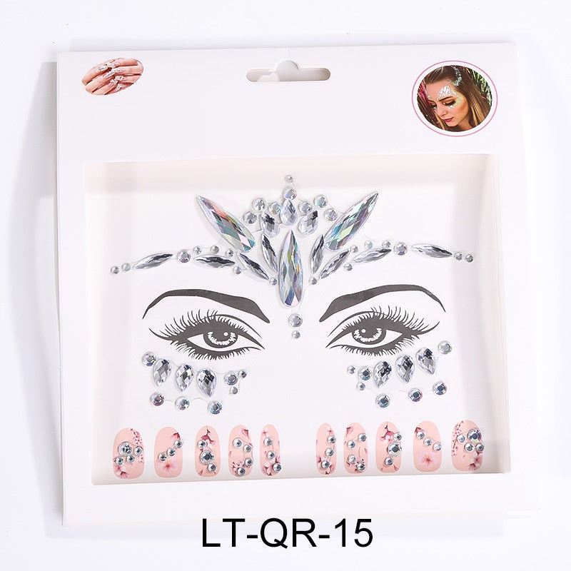 Tattoo Sticker Face Rhinestone Diamond Forehead Stickers Creative Stage Beauty Stickers Face Pasters
