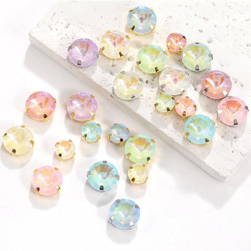 Mocha Fluorescent Series Round 8/12mm Sew on Crystal Rhinestone for Clothing Accessories