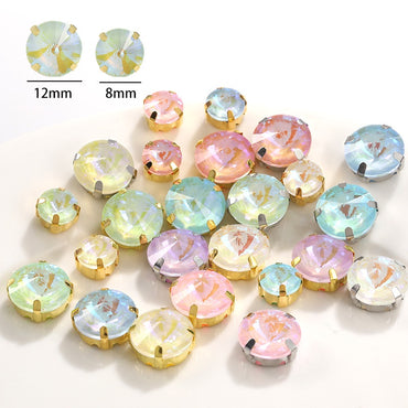 Mocha Fluorescent Series Round 8/12mm Sew on Crystal Rhinestone for Clothing Accessories