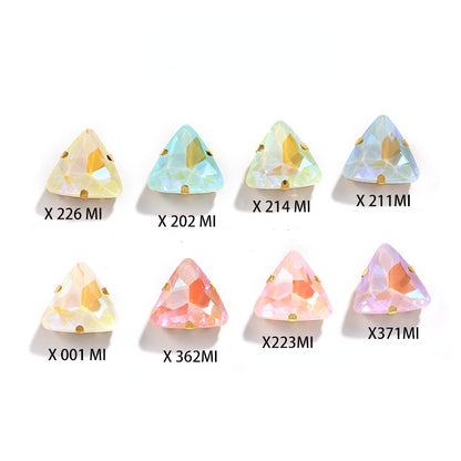18mm Triangle Shape Mocha Color Sew on Rhinestone with Silver/Gold Bottom Crystal Diamond for Clothing Garment