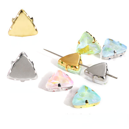 18mm Triangle Shape Mocha Color Sew on Rhinestone with Silver/Gold Bottom Crystal Diamond for Clothing Garment