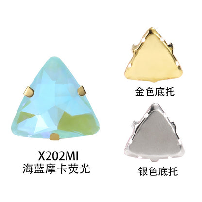 18mm Triangle Shape Mocha Color Sew on Rhinestone with Silver/Gold Bottom Crystal Diamond for Clothing Garment