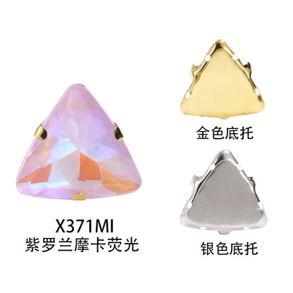 18mm Triangle Shape Mocha Color Sew on Rhinestone with Silver/Gold Bottom Crystal Diamond for Clothing Garment