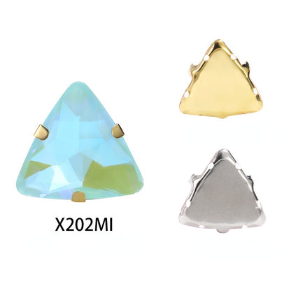 18mm Triangle Shape Mocha Color Sew on Rhinestone with Silver/Gold Bottom Crystal Diamond for Clothing Garment