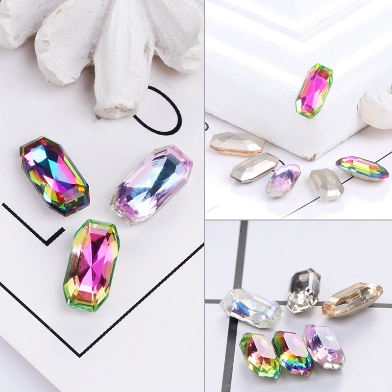 4*8/6*12mm Rectangular Round Corner Crystal Glass Special Shape Rhinestones High-grade Pointed Bottom Rhinestones Diy Jewelry Nail Accessories