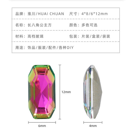 4*8/6*12mm Rectangular Round Corner Crystal Glass Special Shape Rhinestones High-grade Pointed Bottom Rhinestones Diy Jewelry Nail Accessories