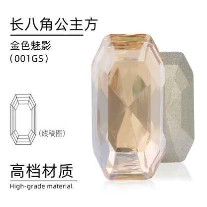 4*8/6*12mm Rectangular Round Corner Crystal Glass Special Shape Rhinestones High-grade Pointed Bottom Rhinestones Diy Jewelry Nail Accessories