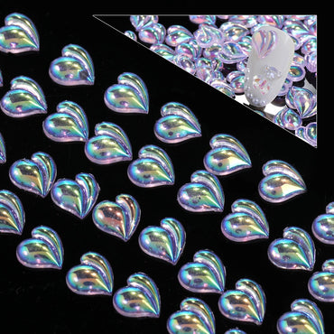 50pcs Peach Accessories Resin Nail Patch Aurora Crooked Heart Shape DIY Nail Accessories