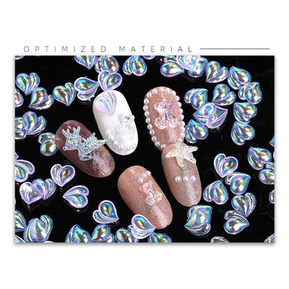 50pcs Peach Accessories Resin Nail Patch Aurora Crooked Heart Shape DIY Nail Accessories
