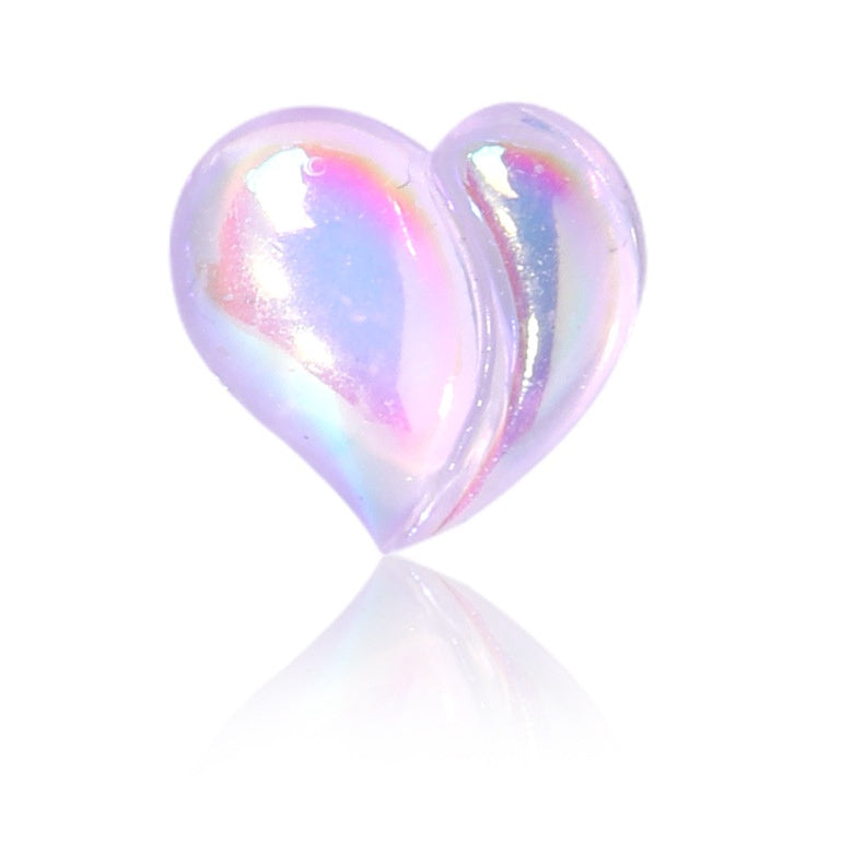 50pcs Peach Accessories Resin Nail Patch Aurora Crooked Heart Shape DIY Nail Accessories