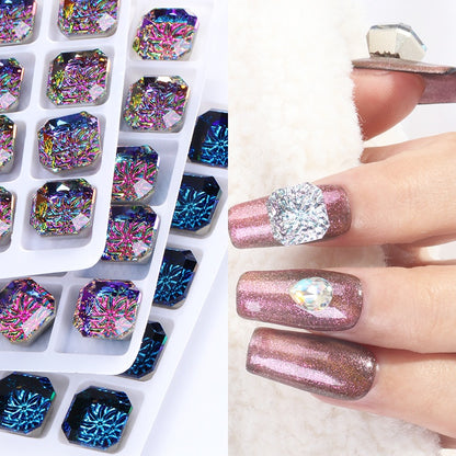Nail Art Jewelry Embossed Square Diamond Aurora Magic Color Crystal Diamond Super Flash Glass Diamond Lotus Bottom Decoration