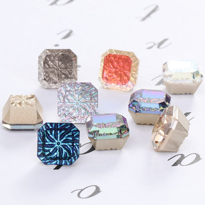 Nail Art Jewelry Embossed Square Diamond Aurora Magic Color Crystal Diamond Super Flash Glass Diamond Lotus Bottom Decoration