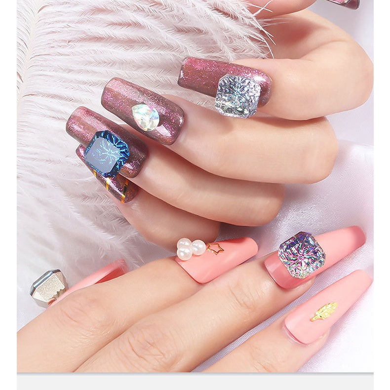 Nail Art Jewelry Embossed Square Diamond Aurora Magic Color Crystal Diamond Super Flash Glass Diamond Lotus Bottom Decoration
