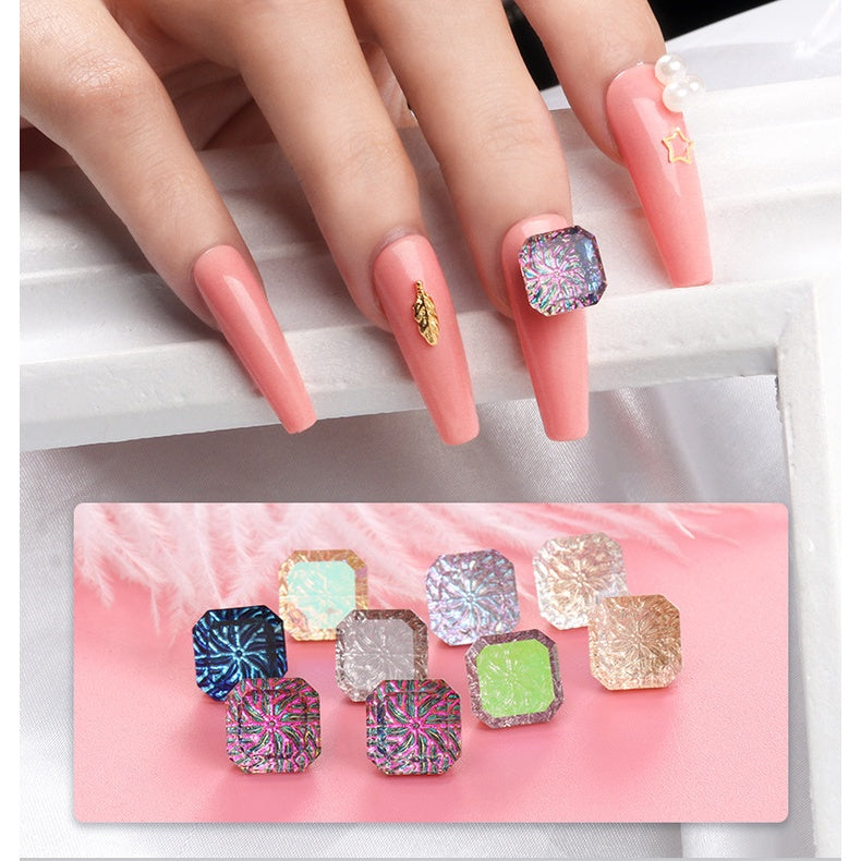 Nail Art Jewelry Embossed Square Diamond Aurora Magic Color Crystal Diamond Super Flash Glass Diamond Lotus Bottom Decoration