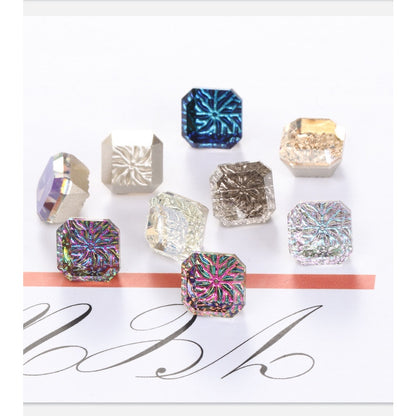 Nail Art Jewelry Embossed Square Diamond Aurora Magic Color Crystal Diamond Super Flash Glass Diamond Lotus Bottom Decoration