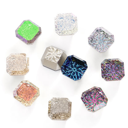 Nail Art Jewelry Embossed Square Diamond Aurora Magic Color Crystal Diamond Super Flash Glass Diamond Lotus Bottom Decoration