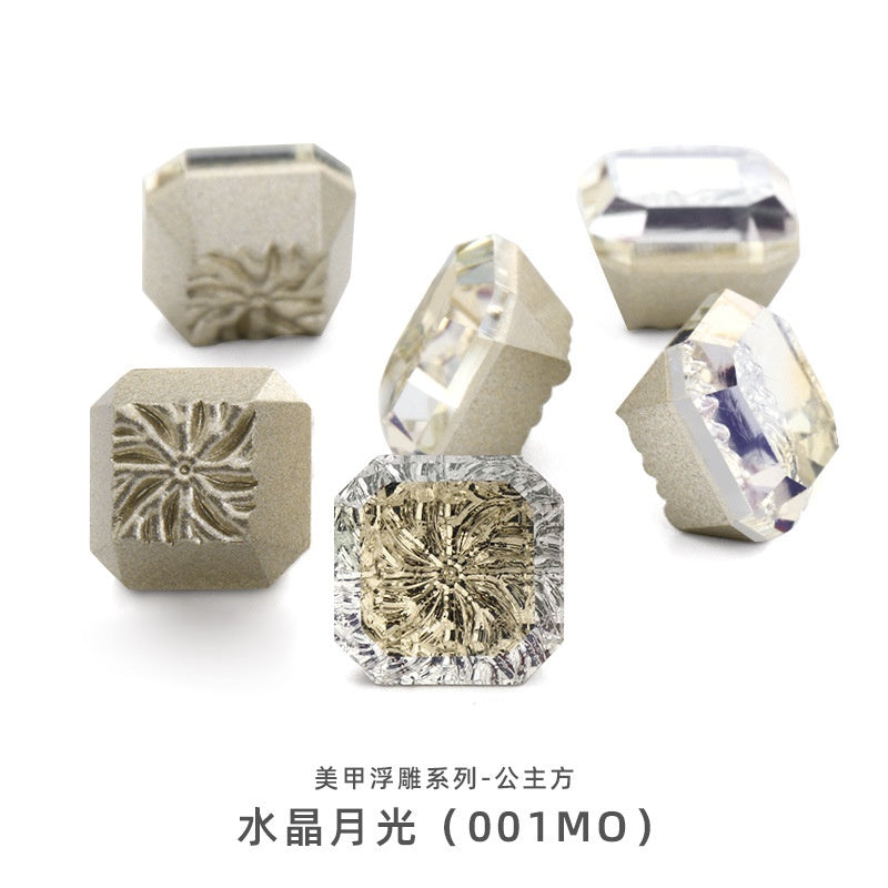 Nail Art Jewelry Embossed Square Diamond Aurora Magic Color Crystal Diamond Super Flash Glass Diamond Lotus Bottom Decoration