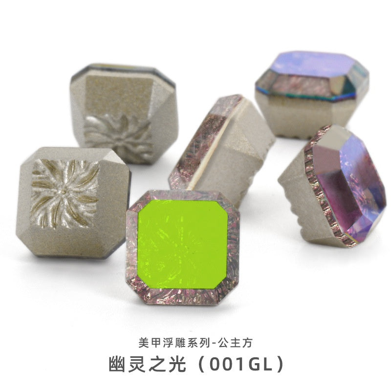 Nail Art Jewelry Embossed Square Diamond Aurora Magic Color Crystal Diamond Super Flash Glass Diamond Lotus Bottom Decoration