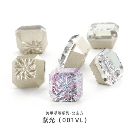 Nail Art Jewelry Embossed Square Diamond Aurora Magic Color Crystal Diamond Super Flash Glass Diamond Lotus Bottom Decoration