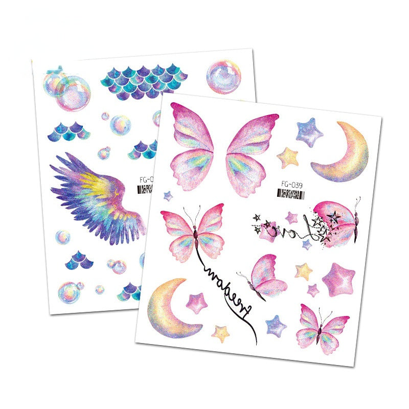 Butterfly Tattoo Sticker Waterproof Glitter Butterfly Princess Face Sticker
