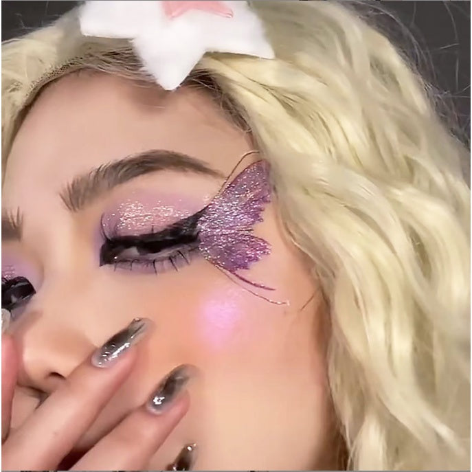 Butterfly Tattoo Sticker Waterproof Glitter Butterfly Princess Face Sticker