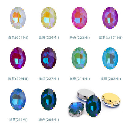 Oval Mocha Fluorescent Four Corner Claw Drill Diy Jewelry Paste Rhinestone Material Shoe Accessories