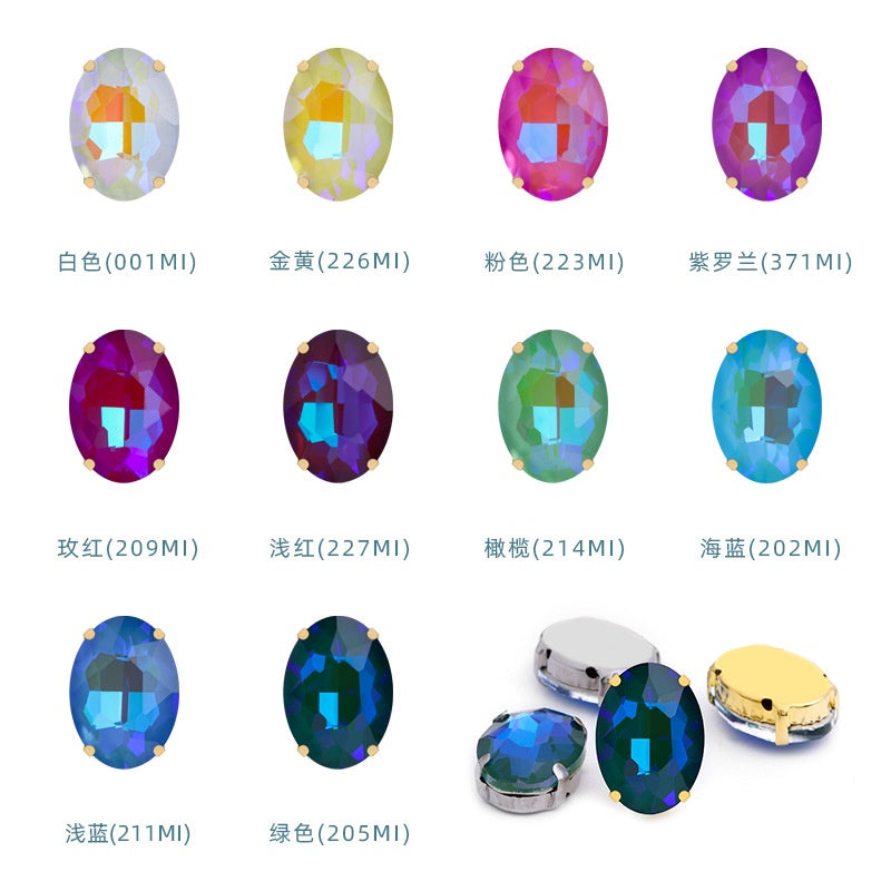 Oval Mocha Fluorescent Four Corner Claw Rhinestone Diy Jewelry Paste Rhinestone Material Shoe Accessories