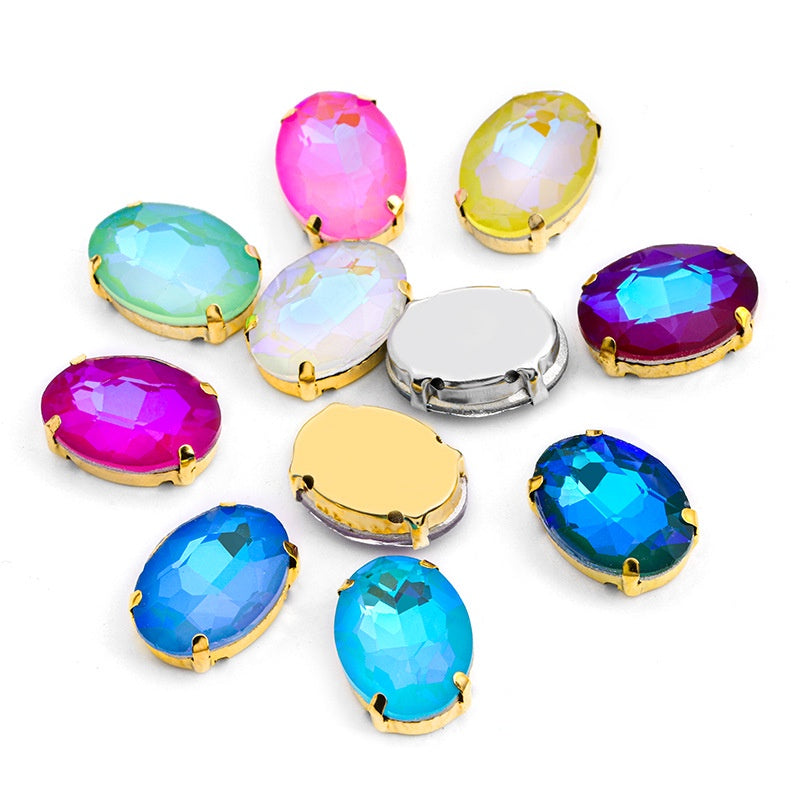 Oval Mocha Fluorescent Four Corner Claw Rhinestone Diy Jewelry Paste Rhinestone Material Shoe Accessories