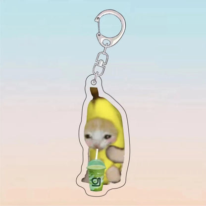Fun keychain Banana Cat acrylic creative keychain bag Pendant Keychain Black Beauty cartoon keychain