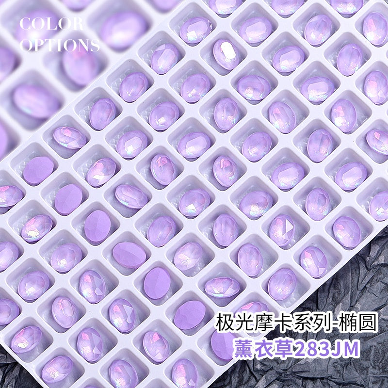 Nail Art Oval Aurora Mocha Pointy Bottom Diamond-rhinrhine-glass Diamond-nail Bag Cap Accessory Decoration DIY