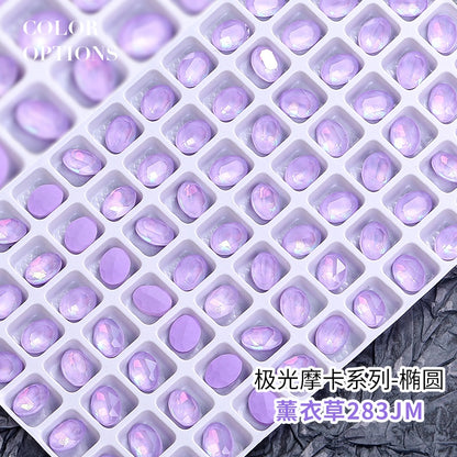 Nail Art Oval Aurora Mocha Pointy Bottom Diamond-rhinrhine-glass Diamond-nail Bag Cap Accessory Decoration DIY