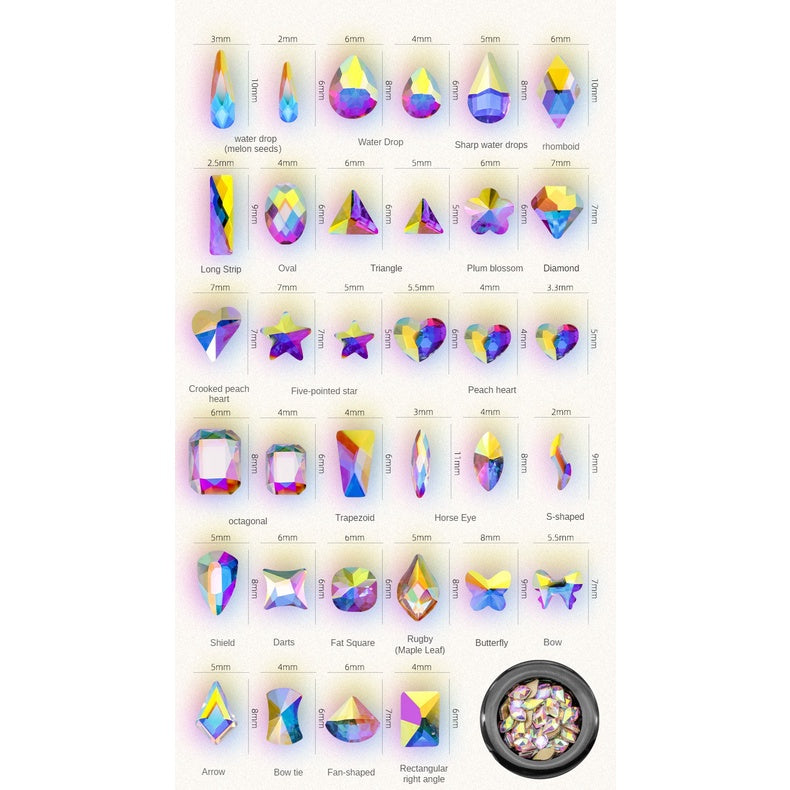 Special-Shaped Nail Beauty Flat Back Rhinestone Crystal AB Color Nail Crystal Color Glass Super Flash DIY Nail Ornament
