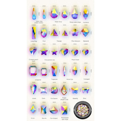 Special-Shaped Nail Beauty Flat Back Rhinestone Crystal AB Color Nail Crystal Color Glass Super Flash DIY Nail Ornament