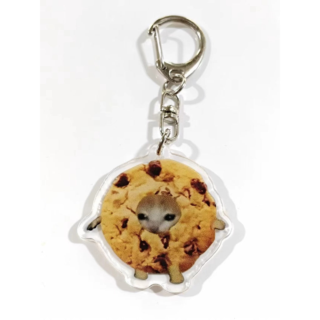 Funny Food Cat Acrylic Keychain Cat School Bag Pendant Transparent Cartoon Gift Keychain