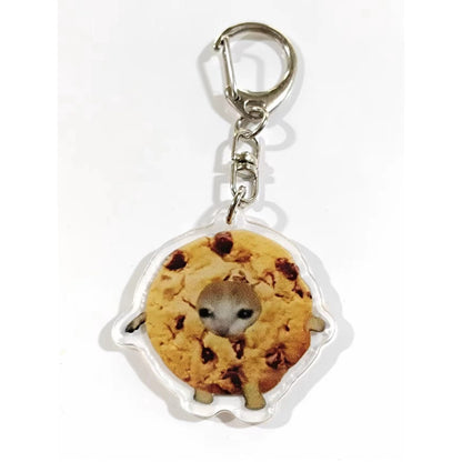 Funny Food Cat Acrylic Keychain Cat School Bag Pendant Transparent Cartoon Gift Keychain