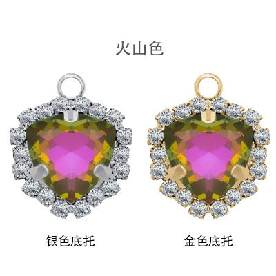Fat Triangle Diy Necklace Earrings Accessories Pendant Crystal Glass Claw Rhinestone