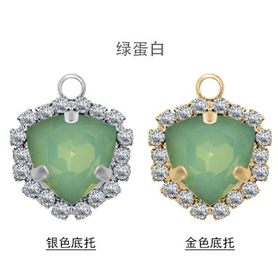 Fat Triangle Diy Necklace Earrings Accessories Pendant Crystal Glass Claw Rhinestone