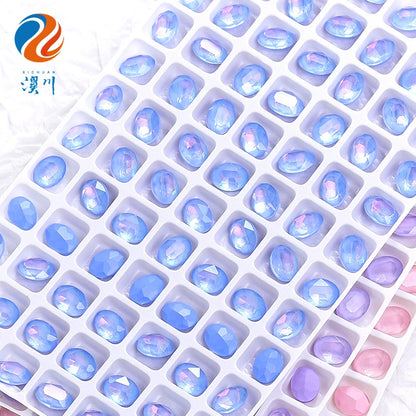 Nail Art Oval Aurora Mocha Pointy Bottom Diamond-rhinrhine-glass Diamond-nail Bag Cap Accessory Decoration DIY