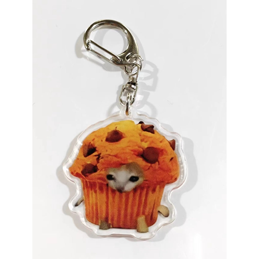 Funny Food Cat Acrylic Keychain Cat School Bag Pendant Transparent Cartoon Gift Keychain