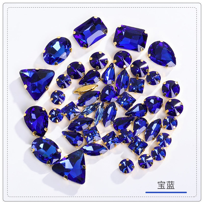 TonyBead Wholesale Multi-shape 50 Mixed Gold Bottom Support Four Corner Claw Diamond Mixed Crystal DIY Clothing Luggage Crystal Jewelry Accessories Materials