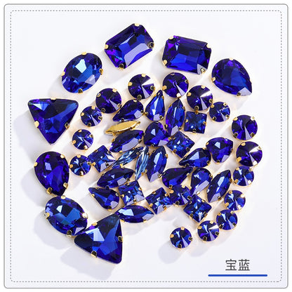 TonyBead Wholesale Multi-shape 50 Mixed Gold Bottom Support Four Corner Claw Diamond Mixed Crystal DIY Clothing Luggage Crystal Jewelry Accessories Materials