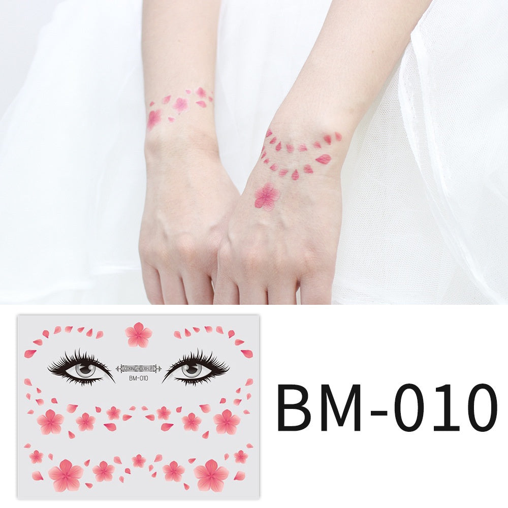 Fashion Little Daisy Print Face Stickers Waterproof and Sweatproof Collarbone Arm Temporary Tattoo Stickers