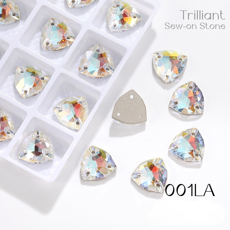 Fat Triangle Mocha Series Garment Sew on Rhinestone Glass Crystal Button for Clothing Jewelry Making