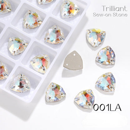Fat Triangle Mocha Series Garment Sew on Rhinestone Glass Crystal Button for Clothing Jewelry Making
